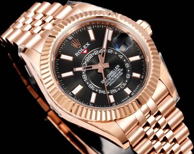 AR Factory Rolex Sky-dweller 42*14.5mm 316L Steel Rose Gold Jubilee Stainless Bracelet 9002 Movement Black Face Watch